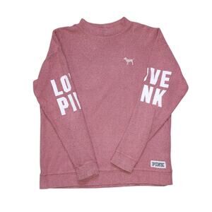 Victoria's Secret Sweatshirt Medium Love Pink Stadium Mock Neck Dusty Pullover